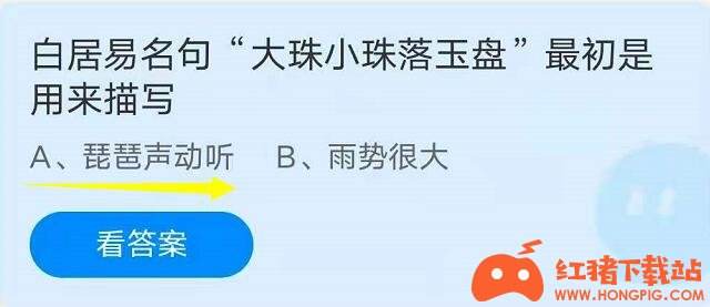 蚂蚁庄园小课堂7月15日最新答案 白居易名句大珠小珠落玉盘最初是用来描写?