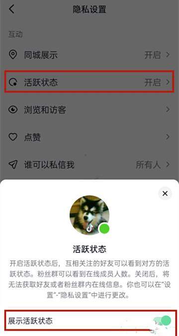 抖音活跃状态关闭方法