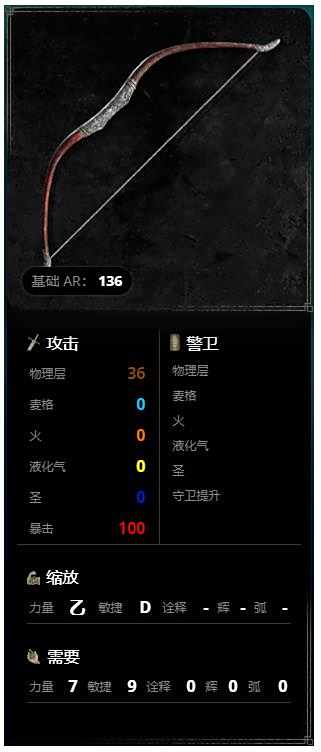 艾尔登法环武器短弓属性一览