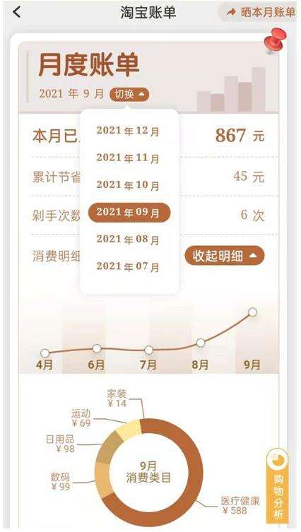 淘宝每月消费总额账单查看方法一览