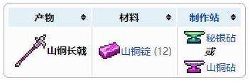 《泰拉瑞亚》山铜长戟合成获得方法