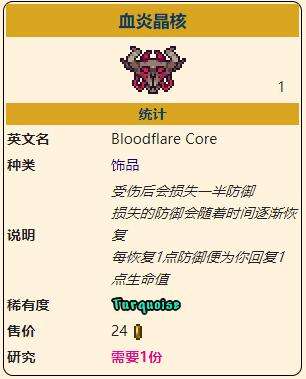 《泰拉瑞亚》灾厄恢复饰品血炎晶核获取方式介绍