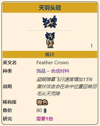 《泰拉瑞亚》灾厄盗贼饰品天羽头冠获取方式介绍