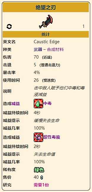 《泰拉瑞亚》灾厄困难前近战武器绝望之刃获取方式介绍