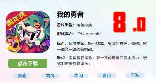 红猪热游趣评：短小精悍的像素冒险佳作《我的勇者》