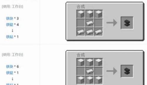 《我的世界》铁砧合成公式一览