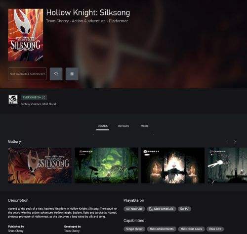 《空洞骑士：丝绸之歌》 Xbox商店页面已上线