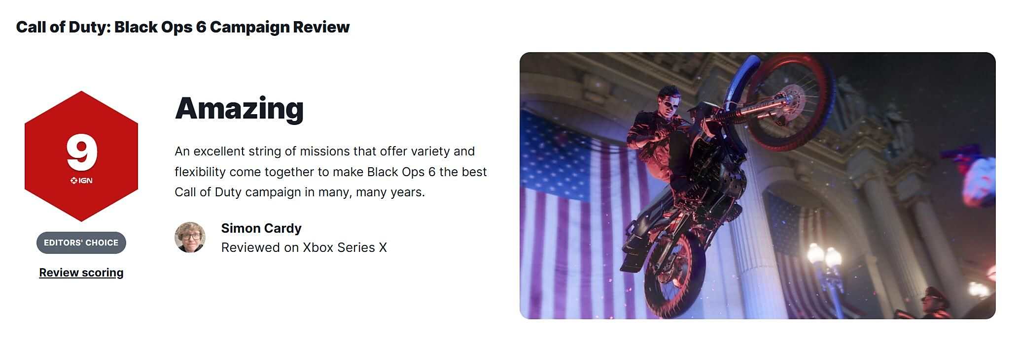 《COD黑色行动6》战役获IGN9分系列最佳之作1