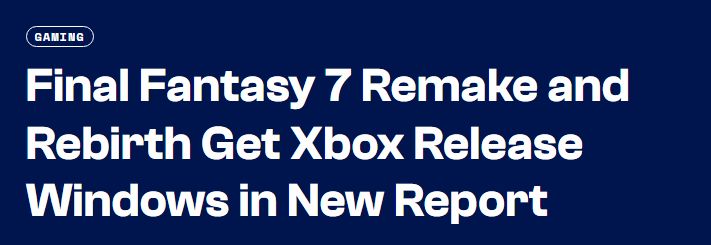 《FF7：重制版》与《FF7：重生》或年内登陆Xbox1