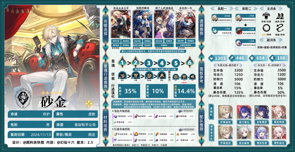 《崩坏星穹铁道》2.6砂金怎么配队砂金配队攻略2